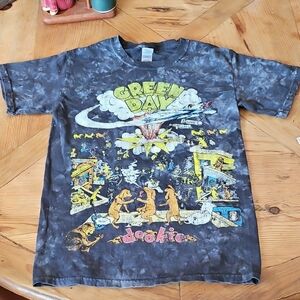 Green Day Hella Mega Tour Tee Tie Dye Black Gray T-Shirt Dookie Unisex Sz S